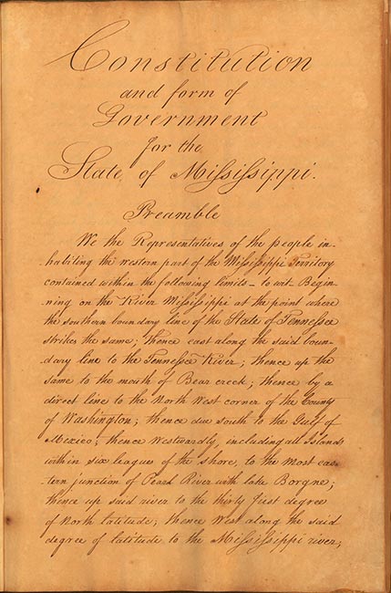 A book containing the 1817 state constitution. 